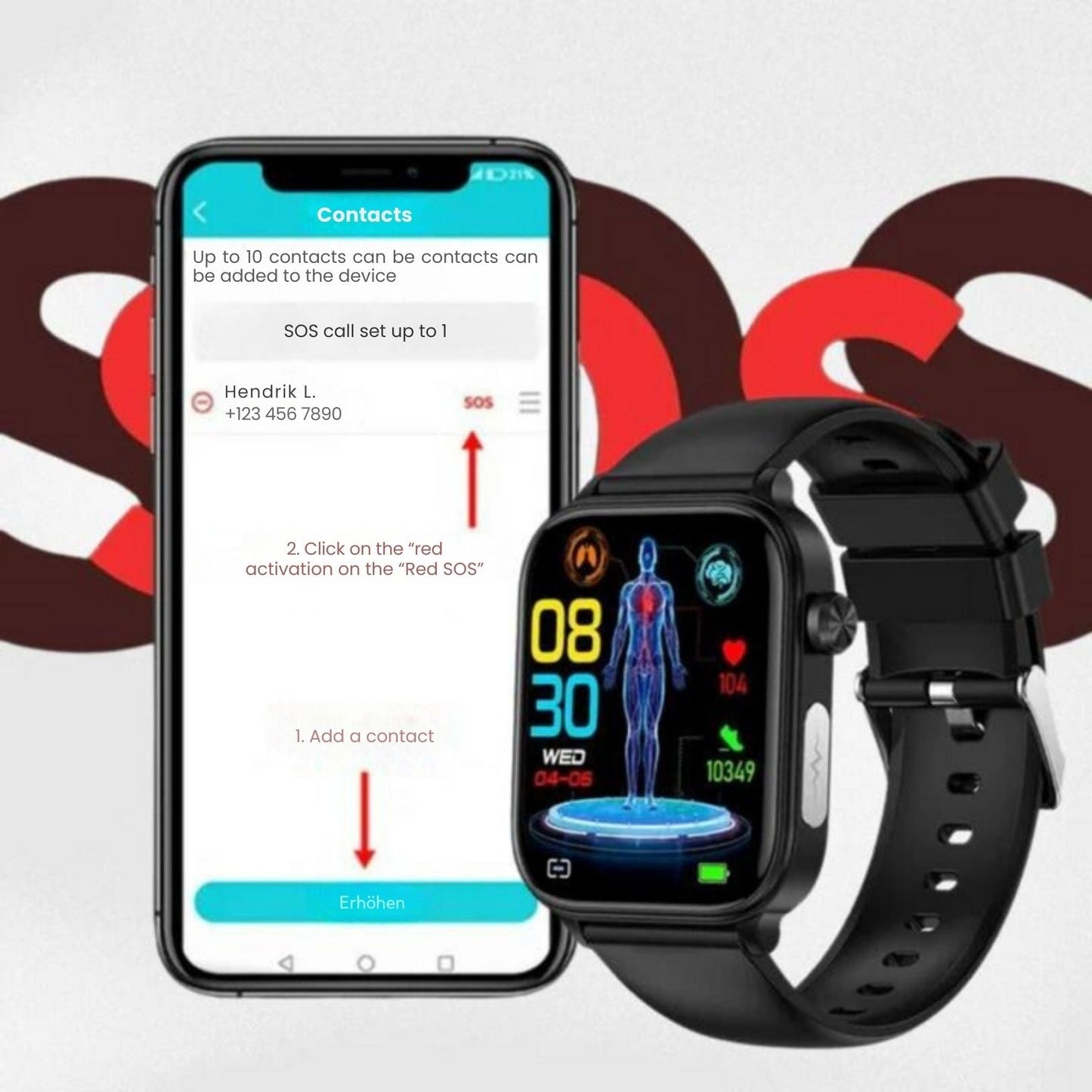 GlucoCare blood sugar health watch – For nutrition, metabolism & blood sugar trends in everyday life